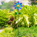 14'' Wind Spinners Outdoor, Flower Kinetic Wind Sculpture & Spinners, Metal Wind Spinners for Yard Garden Patio Decor (Purple) - size: 14'' Purple