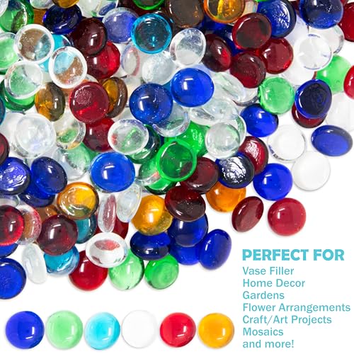 Galashield Flat Glass Marbles for Vases Multi Mix Glass Gems Beads Pebbles Vase Filler (5 LBS, Approx. 540 PCS) - color: Multi Mix, size: 5 LBS