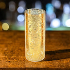 WGVI Hurricane Candle Holder Sleeve, W: 4", Ht: 10", Gold Speckled Glass Cylinder Open Both Ends, Chimney Tube Shade, 1 Piece - size: 4x10"H