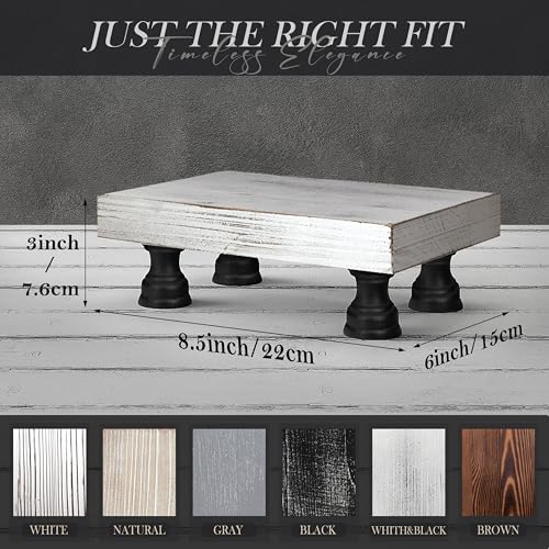 EOSAHR Farmhouse Fir Wood Risers for Decor for Kitchen Sink & Small Vanity - Risers Display Stands for Coffee Table - Double as Sponge Holder & Plant Stand (Black & White, 8.5") - color: C-Fir Wood-Blak&White