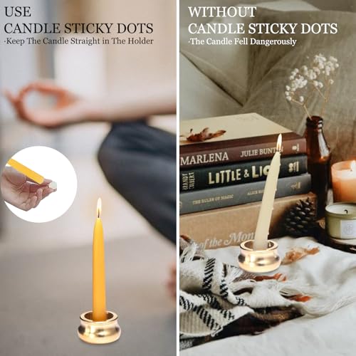 Meditation Beeswax Taper Candles Set, 20 Minute Pure Beeswax Mini Prayer Candles, 30 pcs Small Wishing Candle with Brass Candle Holders for Home Yoga - color: Beeswax, size: 30 Pack