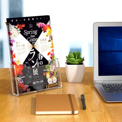 NIUBEE Acrylic Brochure Holder 8.5 x 11 inches 2 Pack, Clear Acrylic Literature Holder Plastic Flyer Display Stand, Acrylic Countertop Organizer for Magazine, Pamphlet, Booklets, Menu, Journals - size: 8.5" x 11", style: 2 Pack