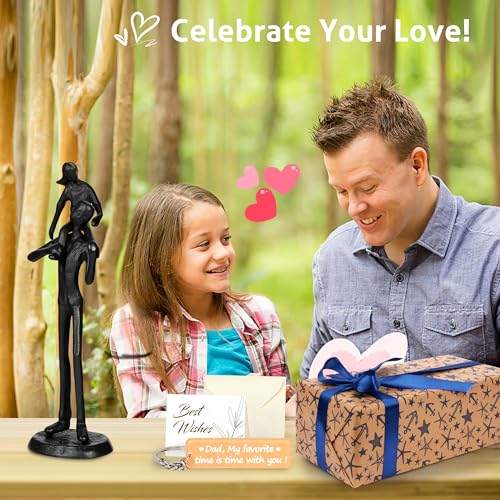 Kresecioo Dad Birthday Gifts from Daughter - Father Daughter Iron Sculpture Handcrafted Love Statue Decoration for Fathers Day Christmas Birthday Gift for Dad Stepdad Son Husband