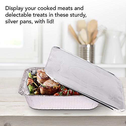 Disposable Aluminum Pans with Lids 9x13 (25 Pans and 25 Lids), Food Containers for Baking, Cooking, Heating, Storing and Prepping, Stock Your Home - size: 25 Pack w/ Lids