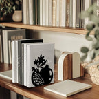 Peacoblue Metal Bookends for Shelves, Modern Decorative Heavy Duty Study Book Support Stoppers for Office, Desk, Shelf, Room 5.3"x4.3"x5.9" Cast Iron Simple Tall Bookends, 1 Pair (Pomegranate) - style: Pomegranate
