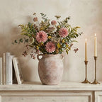 Ceramic Flower Vase Home Decor - 7.28Inch Farmhouse Rustic Vase,Double Handle Pottery Terracotta Vases for Living Room Dining Bedroom Table Decor Festive Decor Housewarming Gift