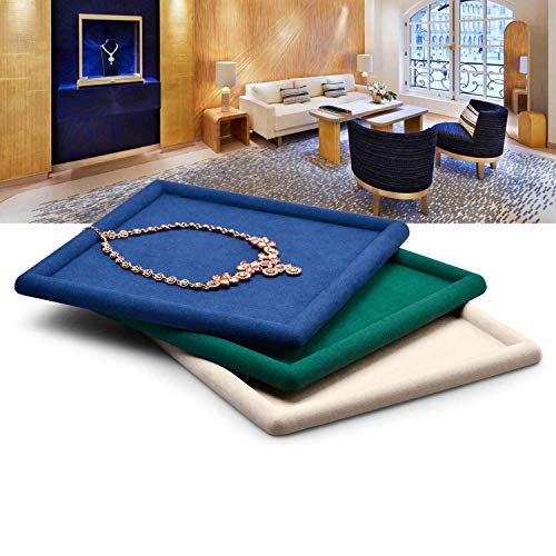 Oirlv Top Microfiber Jewelry Tray Square Nightstand Organizer Rings Earrings Necklace Trinket Storage Tray Showcase Jewelry Display (Blue) - color: Blue