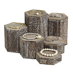 MOOCA Wooden 6 Pcs Hexagon Risers for Display Jewelry and Accessories Display Stand, Coffee - color: Coffee, 6 Pieces