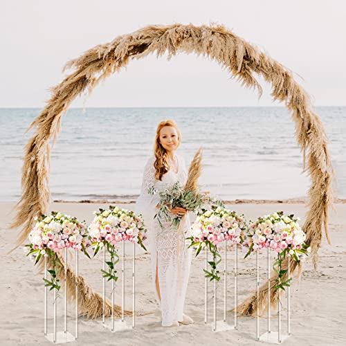 Geetery 4 Pieces 28 Inch Tall Acrylic Vase Wedding Centerpieces Clear Flower Stand Column Geometric Floral Vase Elegant Display Holder for Birthday Party Wedding Table Decorations - size: 28 Inch