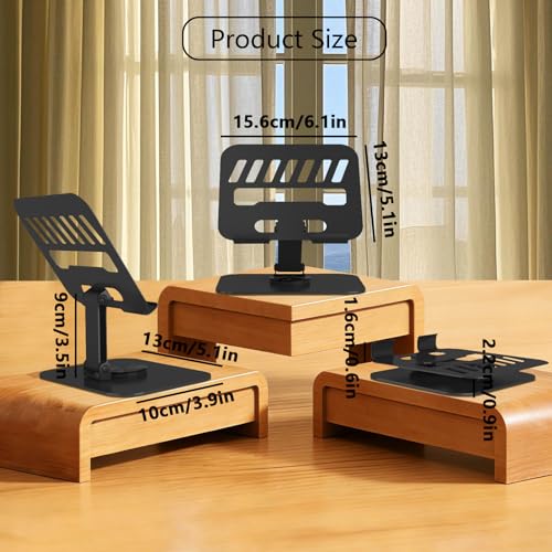 Metal Tablet Stand, Adjustable 360° Rotation Tablet Holder Compatible with 4-13" Tablet Such as iPad Pro Air, iPad mini, Tab S11 10, Surface Pro 12 (Black) - color: Black