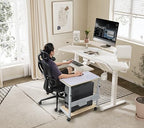 EUREKA ERGONOMIC PC Stand Computer Cart, Height Adjustable Tower Stand 2-Tier Suit for ATX Case Printer, Metal Rolling Cart on Wheels for Gaming Home Office, Maple - color: Maple