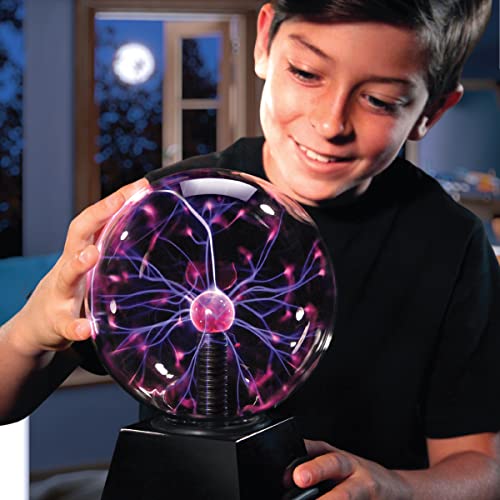 Discovery™ Plasma Globe Lamp, Touch & Sound Sensitive Lightning, Interactive Electric Plasma Ball for Hands-On STEM Learning, Plug-in Bedroom & Desktop Decorative lamp - style: Black Pyramid Base