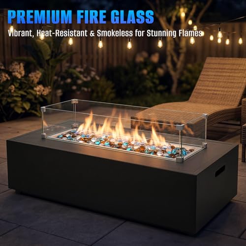 Mr. Fireglass 10 Pound Blended Fire Glass Beads, 1/2" High Luster Mixed Colored Fire Glass Drops for Fireplace Fire Pit & Lanscaping, Caribbean Blue, Crystal Ice, Caramel - color: Caribbean Blue, Crystal Ice, Caramel, size: 1/2 inch, 10 Pounds