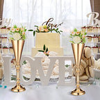 Potchen 6 Pcs Flower Trumpet Gold Vase Tabletop Centerpiece Gold Tall Flower Vases Bulk Wedding Table Decorative Centerpiece Table Decorations Arrangements for Floral Party Anniversary Birthday(L) - size: Large