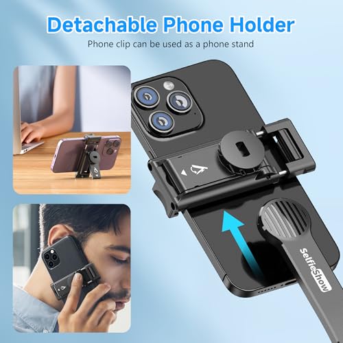 SelfieShow Selfie Stick, Extendable Selfie Stick Tripod with Wireless Remote and Tripod Stand, Portable, Lightweight, Compatible with iPhone 17 16 15 14 13 12 Pro Xs Max/Samsung Smartphone and More - style: Black