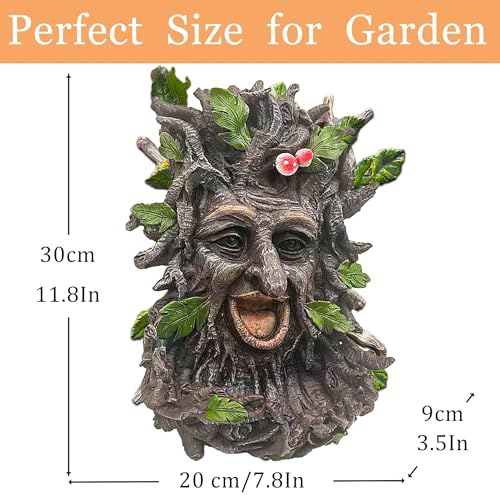 Teaeeno Charming Tree Face Garden Decor, Bird Feeders for Outdoors, Large Outdoor Tree Hugger for Halloween, Funny Animal Feeder, Trees Decoration Outdoor Wallmounted Statue - color: Multicolor