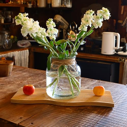 Houmury Glass Vases for Centerpieces 6 Inch Clear Large Vase Farmhouse Utensils Holder with Twine Ties Home Decor for Wedding Living Room Kitchen Dining Table Office (1)