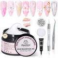 Beetles 3D Gel Nail Art-Snowy Cone 5 in 1 Non-Sticky Hand Extension with Rhinestones & Pearls & Glue Double-Head Pen for Women DIY Salon,White Solid Builder Nail Gel, UV&LED Lamp Cured Needed - color: B1-White Solid Builder Nail Gel