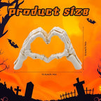Halloween Heart Hands Sculpture, White Skeleton Hands Love Ornaments Heart Finger Sign for Shelf Decor Home Desktop Ornament - style: Modern