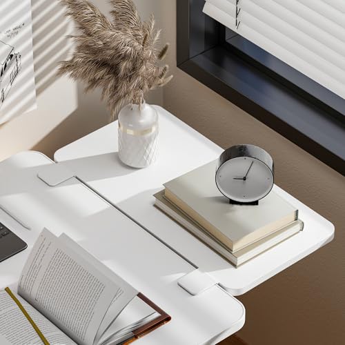 PEGZONE Desk Extender Tray, 24" x 12" Clamp On Shelf, Desk Extension with Laptop Holder, Table Arm Rest, Clamp On Keyboard Tray for Office and Home, Workstation Organizer, Medium, White - size: 24 x 12 inch, style: White with laptop shelf