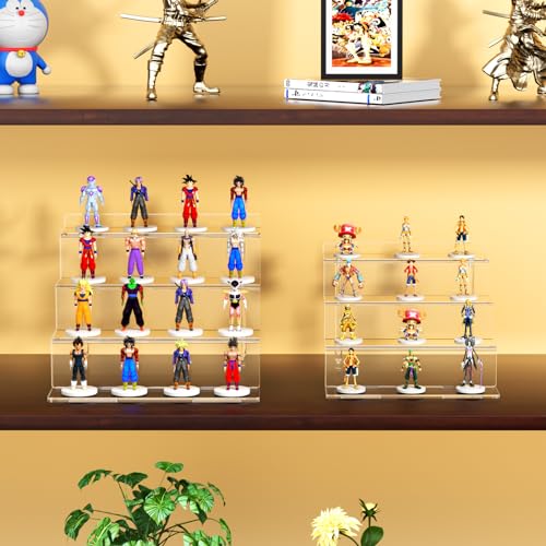 NIUBEE Acrylic Riser Display Shelf, Clear Display Stand for Amiibo Funko POP Figures,4 Tier Cupcakes Stand Perfume Organizer and Storage (12 Inch Large) - size: 12 inch