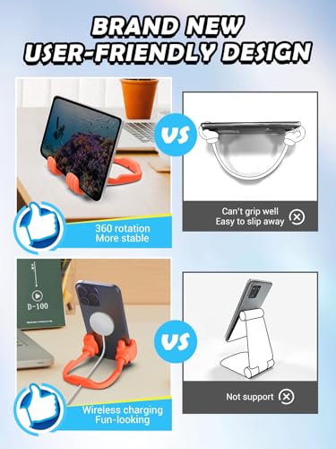 Valentines Gifts for Teens Boys Girls Cell Phone Stand: Upgrade Adjustable 1 Pack Thumbs Up Lazy Phone Holder for Desk Fun Birthday Gifts for Grandma Adults Husband from Wife - color: Orange Red