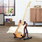 Amazon Basics Portable Adjustable Folding Guitar Stand for Electric and Acoustic Guitars, A-shape, Fully Assembled with Padded Foam, Black, 8.66 x 15.16 x 3.74 inches