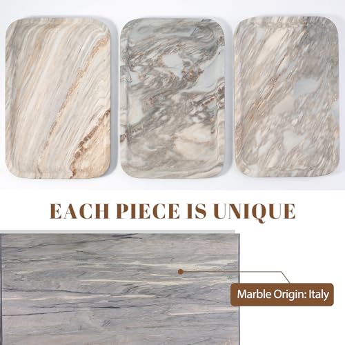 Koville Marble Tray, 12"x8" Marble Vanity Tray for Countertop Bathroom Kitchen Dresser, Decorative Catchall Trays for Perfume Jewelry, Rectangular Stone Serving Tray(Palissandro Blue - color: Palissandro Blue