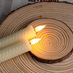 Homemory Honeycomb Flameless Taper Candles with 10-Key Remote, Battery Operated Hive Led Candlesticks Flickering Light, Electric Window Candles Real Wax for Gift Christmas Wedding Decor - style: Scandinavian 4 - Ivory 9.6"