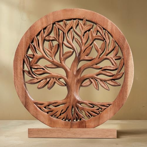 Decozen Solid Wood Tree Sculpture, Gift for Mom, Home Decor, Living Room, Boho, Coffee Table, Centerpiece Table Decorations, Mantle, Bathroom Shelf, Farmhouse, Christmas Decorations, Mothers Day Gifts - color: Cloverly - Large