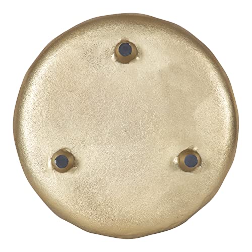 Kate and Laurel Alessia Modern Decorative Scalloped Round Footed Metal Tray; 16 Inch Diameter; Gold; Food-Safe Cast Aluminum Pedestal Transitional Tray with Rough Texture and Deckled Edge - color: Gold