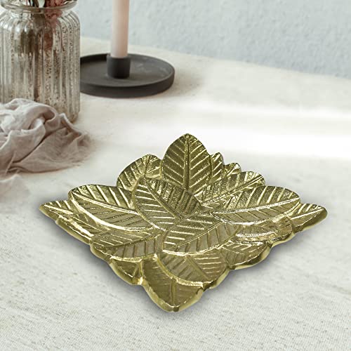 BBH Home's Handmade Gold Novelty Shaped Aluminium Tray 6.88 x 6.88 x 0.78 AMBBVK043AB2020 - color: Gold