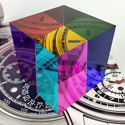 CMY Colorful Cube, 3.15 inch (80mm) Acrylic Mixing Color Cube Prism for Physics Education Learning and Office Desktop Decor, Scientific Toys and Gifts for Kids - size: 80mm