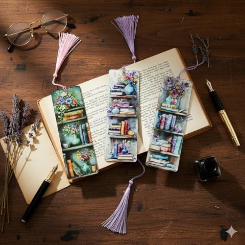 Colorful Art Flower Bookshelf Bookmark - Romantic Artsy Vibe Bookmarks, Perfect Reading Gift for Book Lovers, Bookworms and Friends (4PC Flower) - style: 4PC Flower