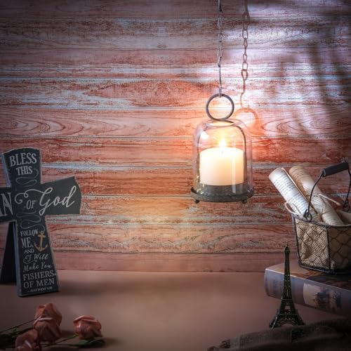 7.5" High Versatile Modern Metal Hurricane Lantern with Handmade Sturdy Glass Dome in Rustic Brown for 2" Pillar Candle & Plants, Industrial, Farmhouse, Shabby Chic (Brown, 4" x7.5 for 2" Pillar) - color: Brown, size: 4"x7.5"