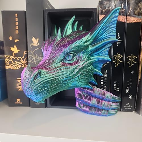 Dragons Awakening Book End – Fantasy Book Nook Insert for Dragon Readers – Unique Home Decor for Bookshelves & Libraries (Head and Tail - SEA Serpent) - color: Head and Tail - Sea Serpent