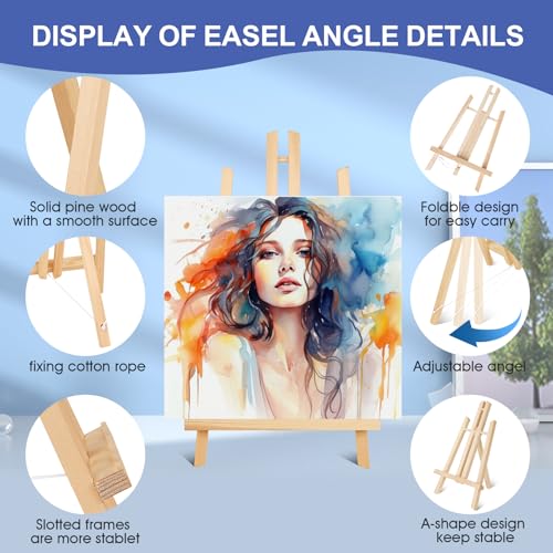 ESRICH 16 PCS 11.8" Wood Easels,Tabletop Easel for Painting,Painting Party, Displaying Canvases, Kids Student Table School Desktop, Portable Canvas Photo Picture Sign Holder - style: 11.8"-16P