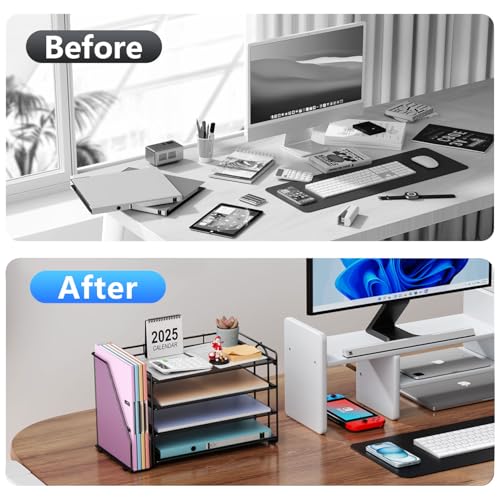 gianotter 4-Tier Paper Organizer With Magazine Holder, Desk Organizers and Accessories, Desk Accessories & Workspace Organizers, File Organizer for Office Supplies Storag (Black, 4-Tier) - color: Black, size: 4-Tier