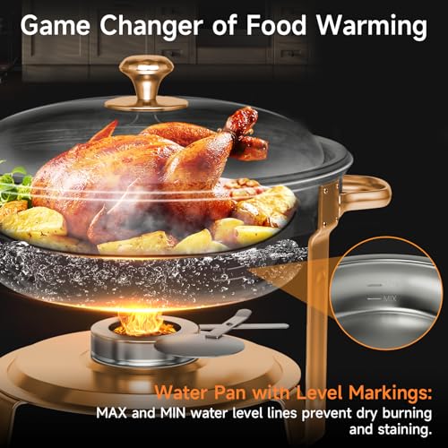 Chafing Dishes for Buffet, 4 Pack 5QT Round Stainless Steel Chafing Dish Set for Home Parties, Christmas Gatherings, Catering Events Complete Buffet Warmer Set (Rose Gold 2) - color: Rose Gold 2