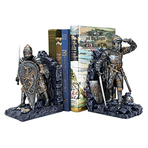 Design Toscano Arthurian Knight Bookends,Grey Stone,8 Inch, Set of Two - style: Arthurian Knight