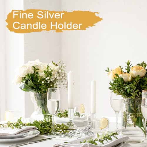Candlestick Holders,Taper Candle Holder for Candlesticks Silver Plated Candle Metal Stick Candle Holders for Fireplace,Party, Dining,Wedding Decor,Fits 3/4 inch Thick Candle(Set of 6Pcs) - color: Silver, size: 3 set (6 pcs)