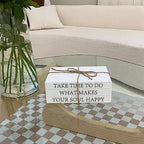 Decorative Books for Home Decor, White Faux Books for Decoration, Rustic Farmhouse Stacked Display Books with 52in Wood Bead Garland for Coffee Tables Living Room (TAKE TIME to DO) - style: TAKE TIME TO DO
