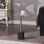LIKENOW Furniture Acrylic Side Table,Clear Small Round End Table for Living Room,Bedroom,Office | Modern Nightstand with Marble Base,Gold Post,Clear Top for Drink,Food,Snack,Assembly(Black) - color: Black