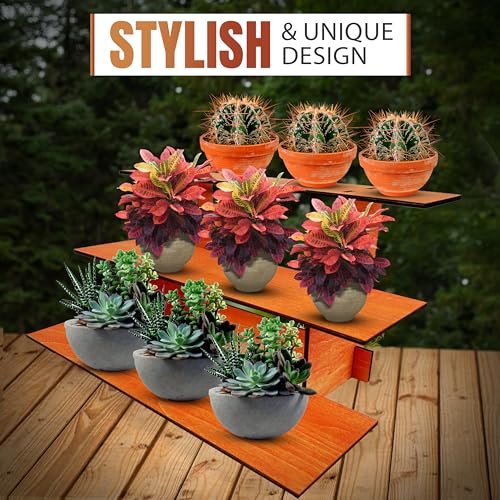 3-Tier Straight Retail Table Display Stand with Shelves for Products | 3 Step Straight Display Rack for Counter Top, Craft Shows, Farmers Market, Trade Shows, Pop ups, Soap Display, Candles (Orange) - color: Orange