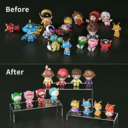 HIIMIEI Acrylic Display Riser, 3 Step 12" Large Acrylic Risers, Thickened to 5mm Clear Rectangular Display Shelf for Cupcake Stand, Tiered Display Stand for gemstone, curio, figurines, Collectibles - size: 12'' - 3PCS