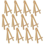 U.S. Art Supply 5" Mini Easel (12 Pack) - Natural Wooden A-Frame Tabletop Display Stand, Mini Easel Stand - Small Easels for Display, Small Canvases, Crafts, Business Cards, Signs, Photos, Gifts