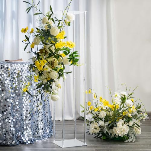 Efavormart 48" Clear Acrylic Flower Stand, Decorative Transparent Vase Table Centerpiece for Weddings, Tall Modern Floral Display Riser for Luxury Events and Venue Decoration - color: Clear, size: Clear48''