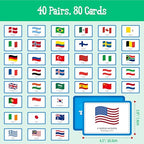 80 PCS Flags of The World Matching Game, A Fun & Fast Countries of The World Picture Memory Match Game, Educational Learning Toys Enhance Memory & Matching Skills for Kids Ages 3 and Up - style: Flags of The World