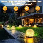 Garden Solar Ball Lights Outdoor Waterproof, 50 LED Cracked Glass Globe Solar Power Ground Lights for Path Yard Patio Lawn, Christmas Decoration Landscape Warm White(2 Pack 4.7'') - size: 4.7 Inch