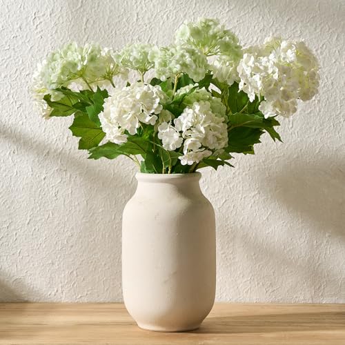 SIDUCAL Rustic Farmhouse Flower Vase | 9.5 Inch Large Ceramic Vase | Pampas Grass | Modern Farmhouse for Home Decor, Table, Living Room Decoration, Shelf Decor, Mantel, White - color: 18049-white